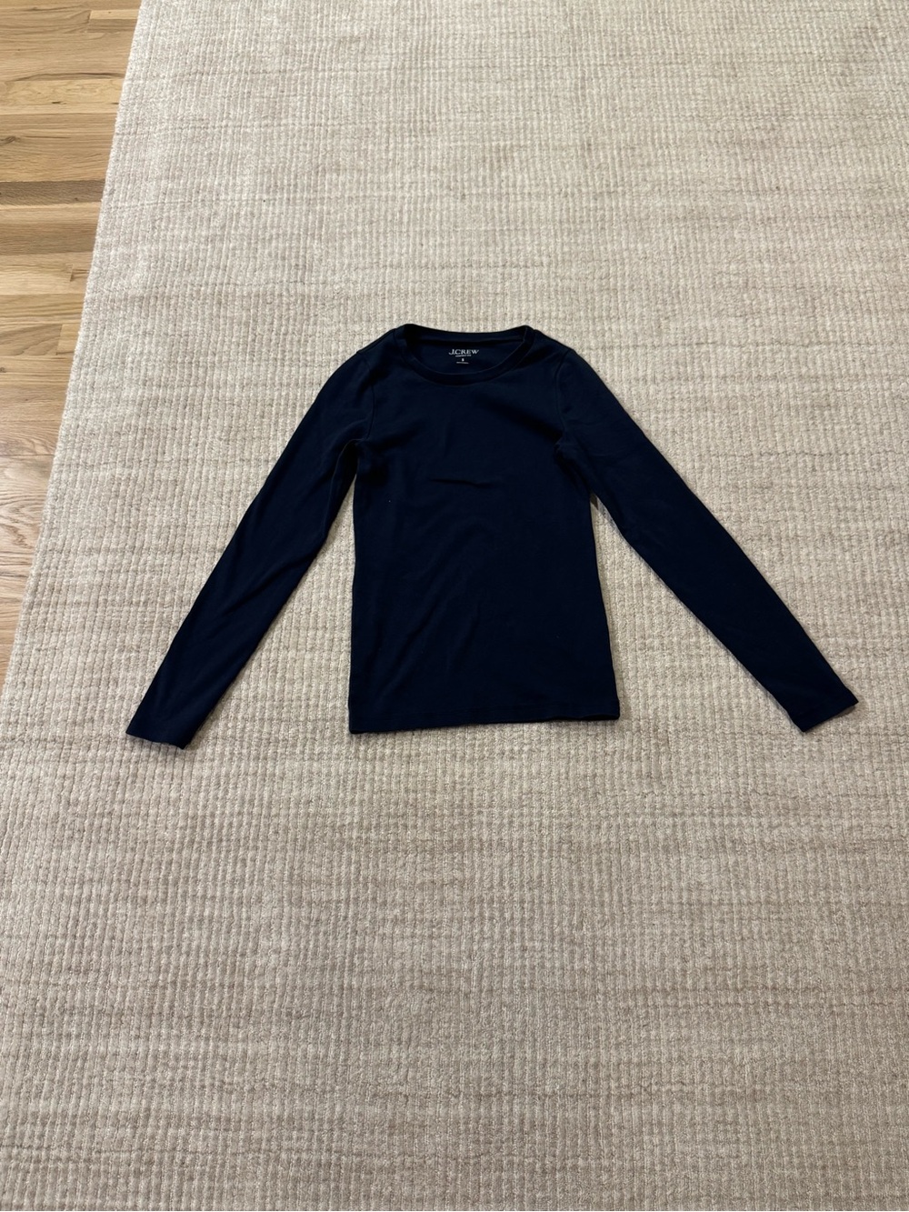 J.Crew Perfect Fit Navy Long Sleeve Crewneck Tee Stretch Cotton
